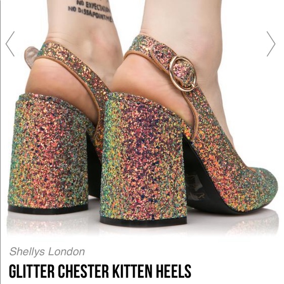 🎉HP🎉Shelly London Peacock Glitter Heels - Picture 12 of 16